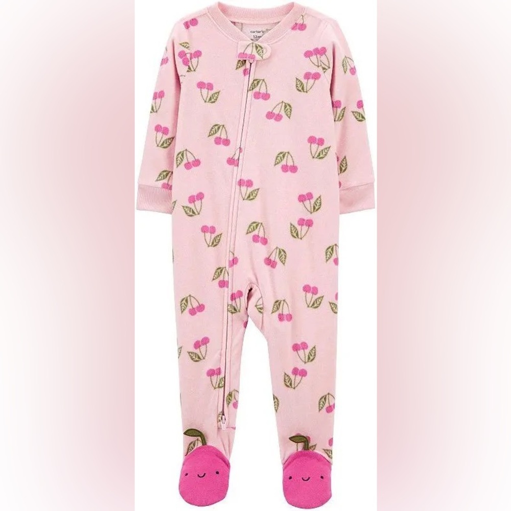Carter's Baby Girls 1-Piece Cherry Fleece Footie Pajamas 24Month